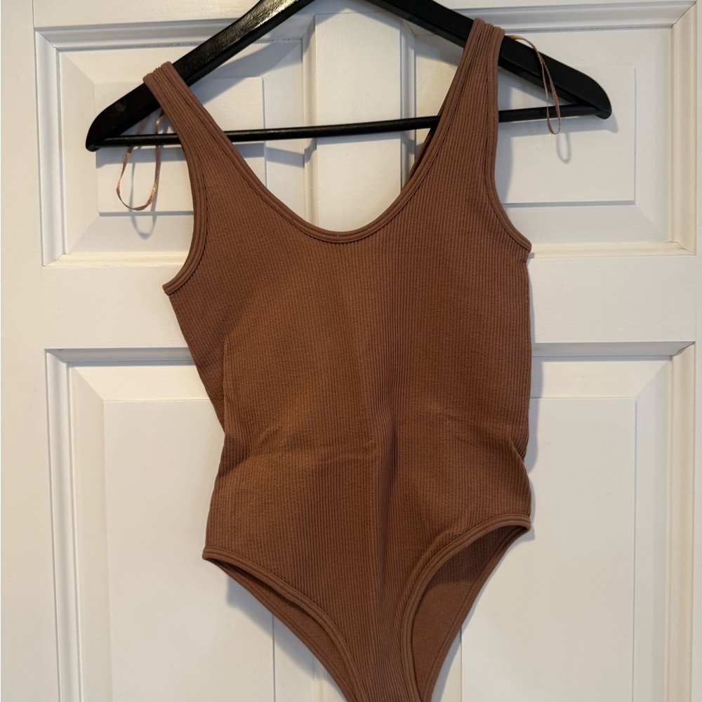 Zara Brown Ribbed Bodysuit